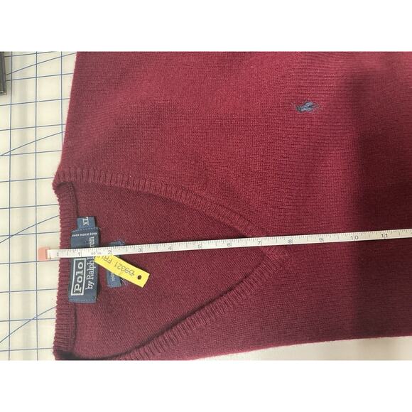 Vtg Polo Ralph Lauren Lambswool V-Neck Sweater Mens Size XL Maroon - Picture 10 of 14